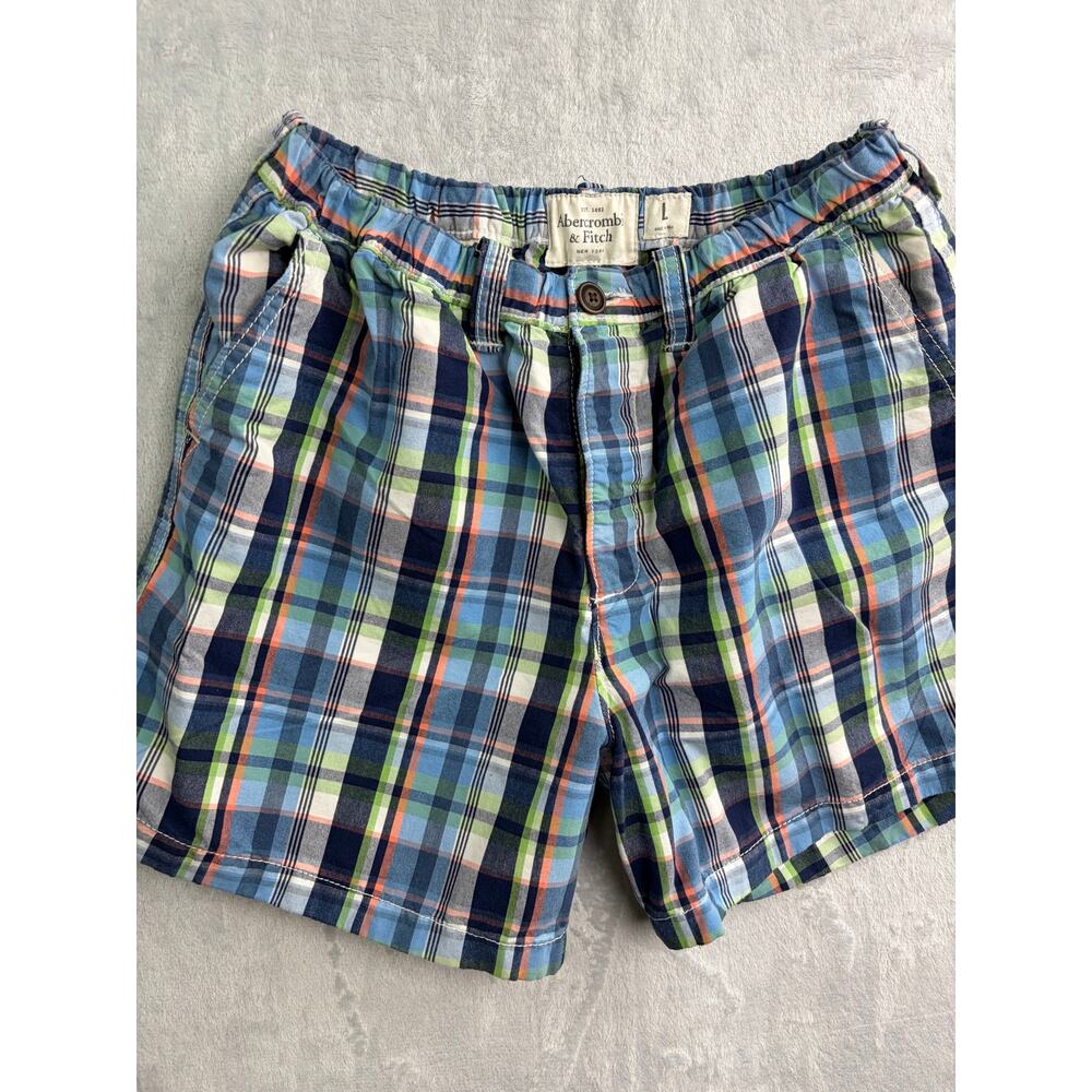 Abercrombie Flat Front Men's Plaid Shorts - Blue/Green - Size Large - Picture 6 of 10